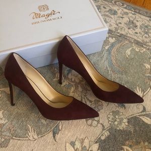 Bruno Magli Allegra 85 Bordeaux suede heels